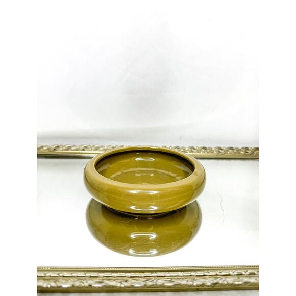 Small Vintage Avocado / Olive Green Round Ceramic Pottery Planter , Succulent - Picture 2 of 8